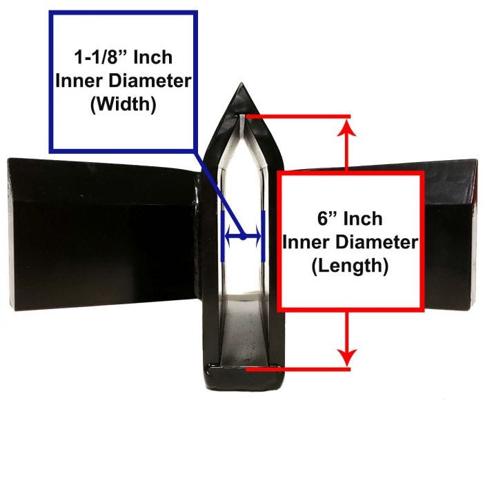 6-Way, Slip-On Log Splitter Wedge Inner Dimension Diagram