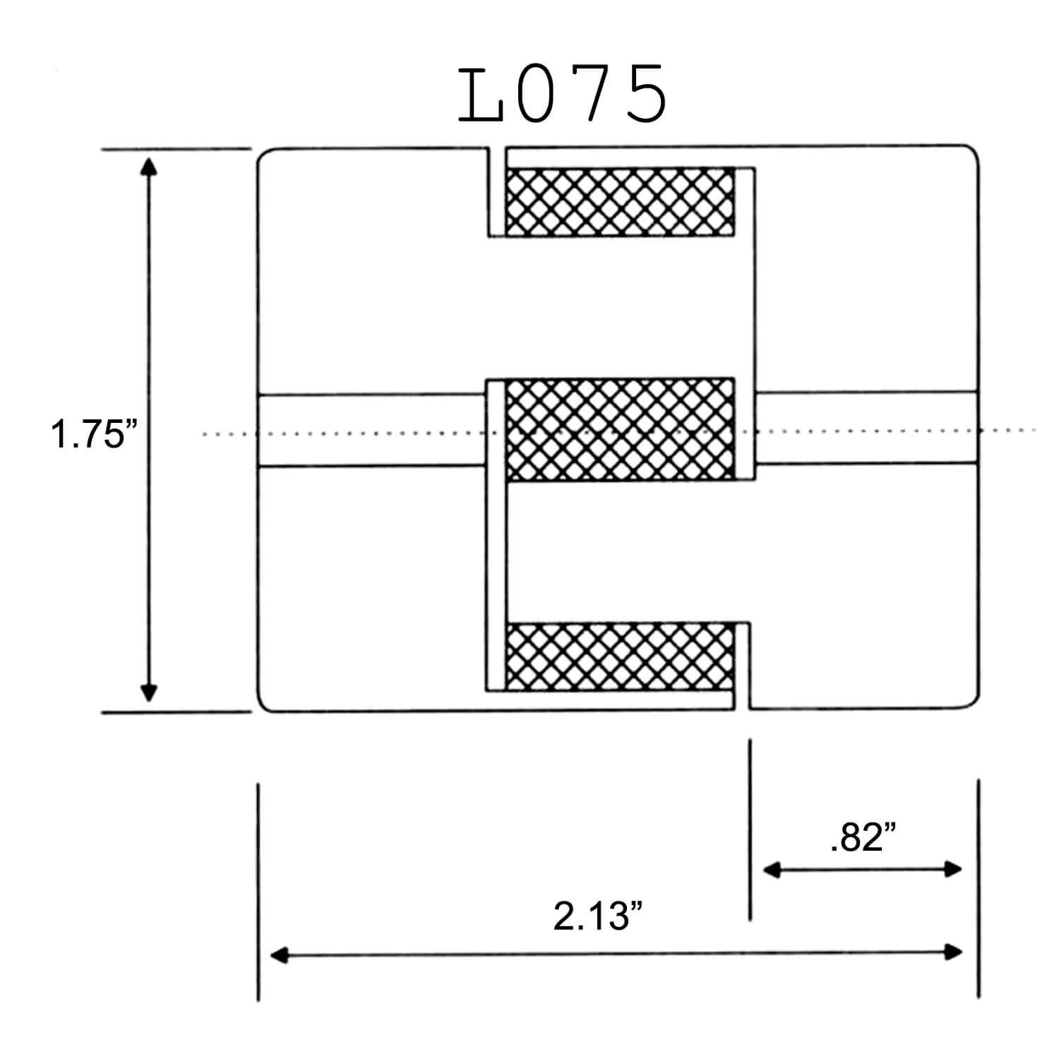 L075 Size, 5/8" Bore Lovejoy Style Jaw Coupling Hub Drawing