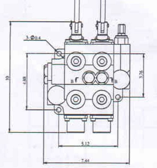 30 GPM, 1/2" Work Ports, Power Beyond Port Log Splitter Valve Schematic Drawing