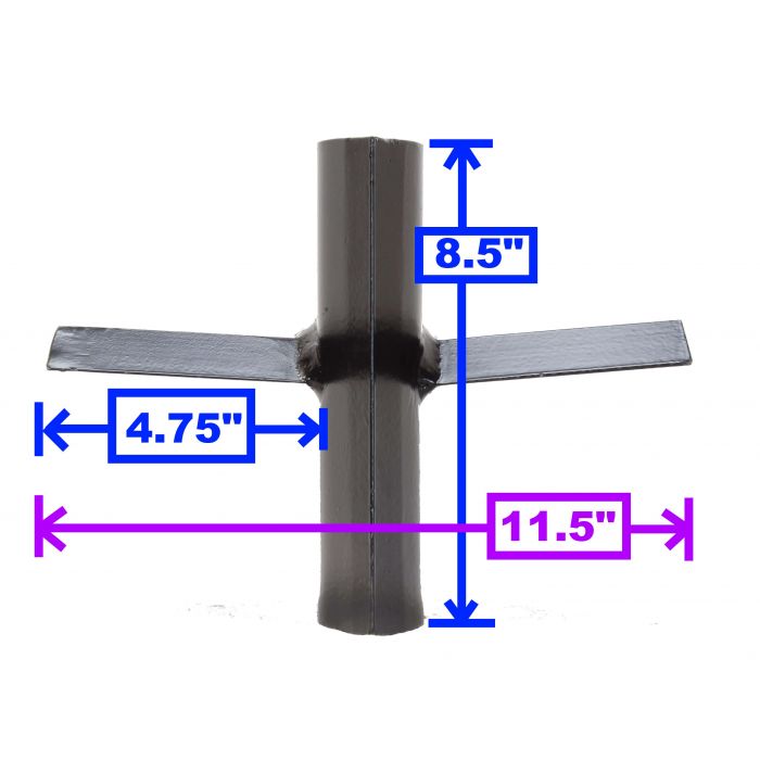 4-Way, Slip-On, 8.5" Height Log Splitter Wedge Diagram